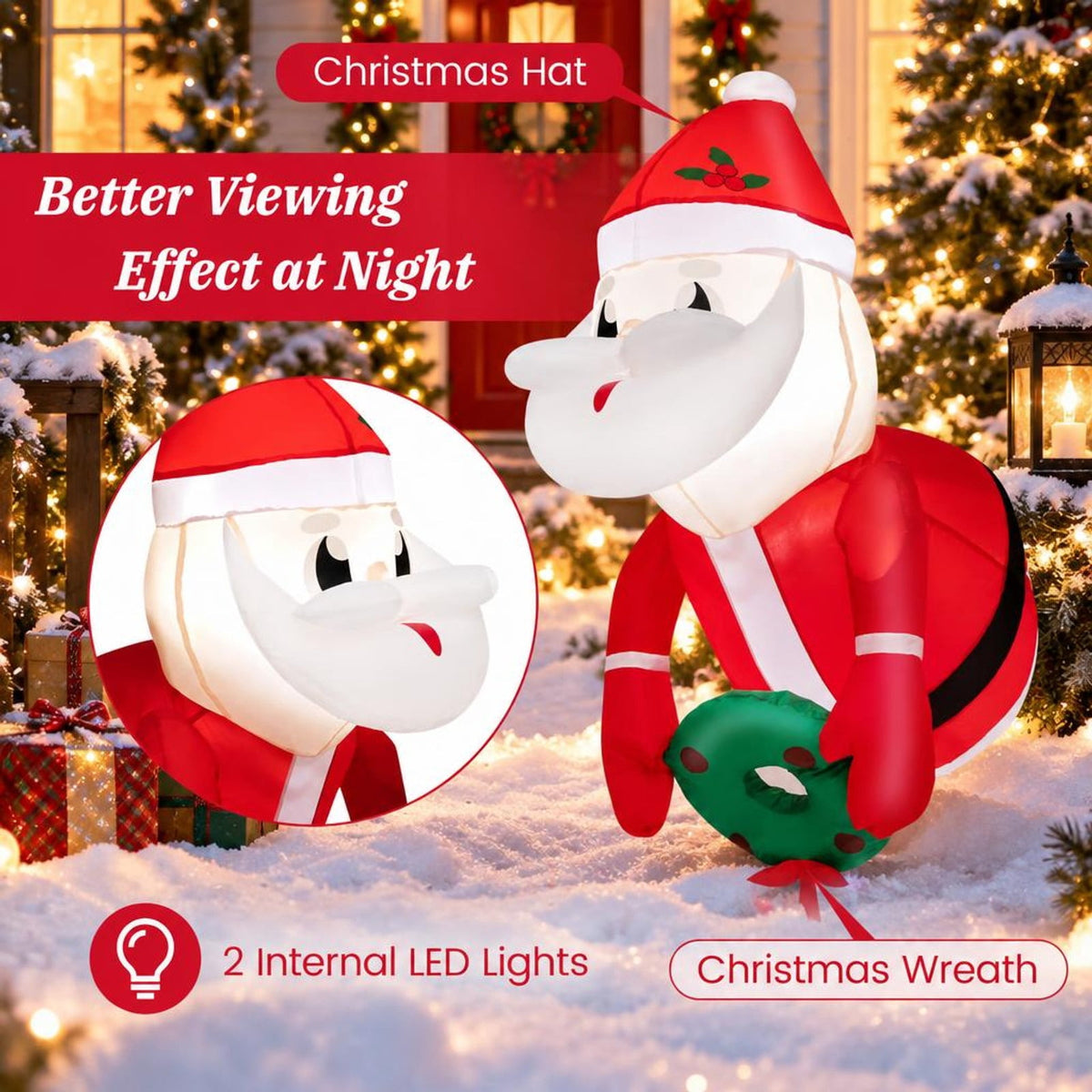 Airfind 3.3 Feet Lighted Inflatable Santa Claus Broke Out from Window, Polyester Fabric Frame, Red, powerful blower for easy inflation