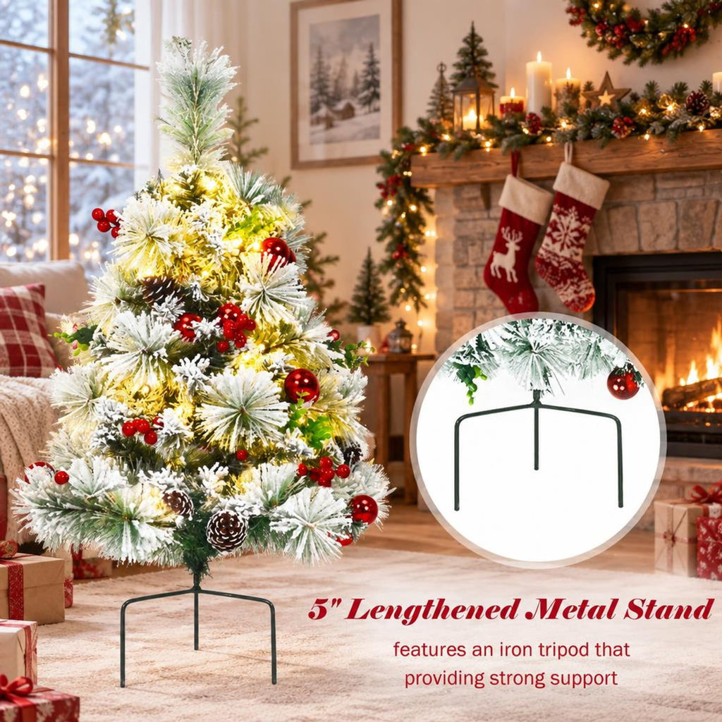 Airfind 2 Feet Set of 2 Pre, PVC PET Metal PE Tree Height: 26in/65 cm Tree Width: 16in/40 cm Length of Ground Stakes: 4in/10 cm Frame, Green + White