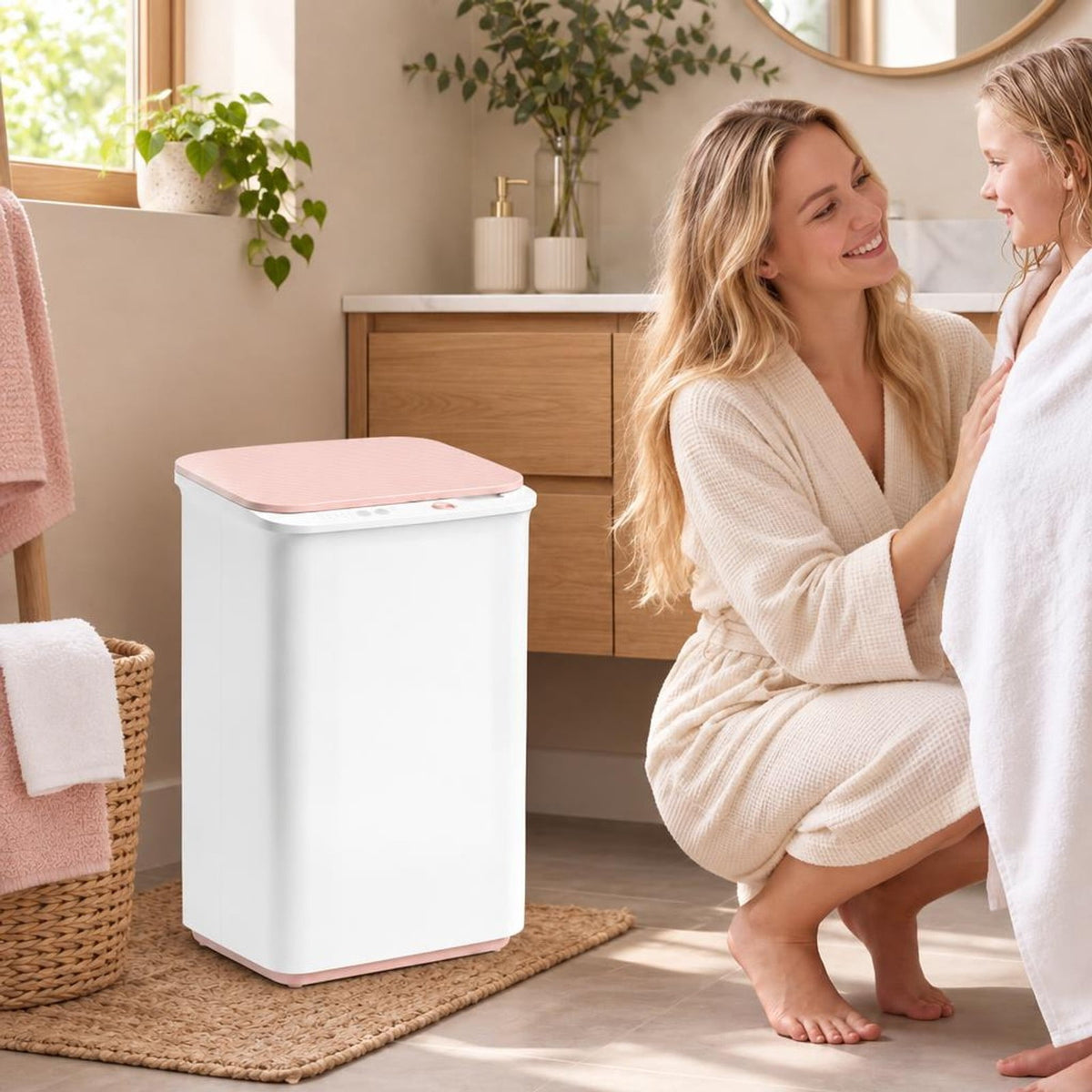 Airfind Heated Towel Warmer with 4 Heat Timer and Auto Shut Off for Oversized Towels, 11.5 Inch x 11 Inch x 18.5 Inch Capacity 20LRated Footprint, White