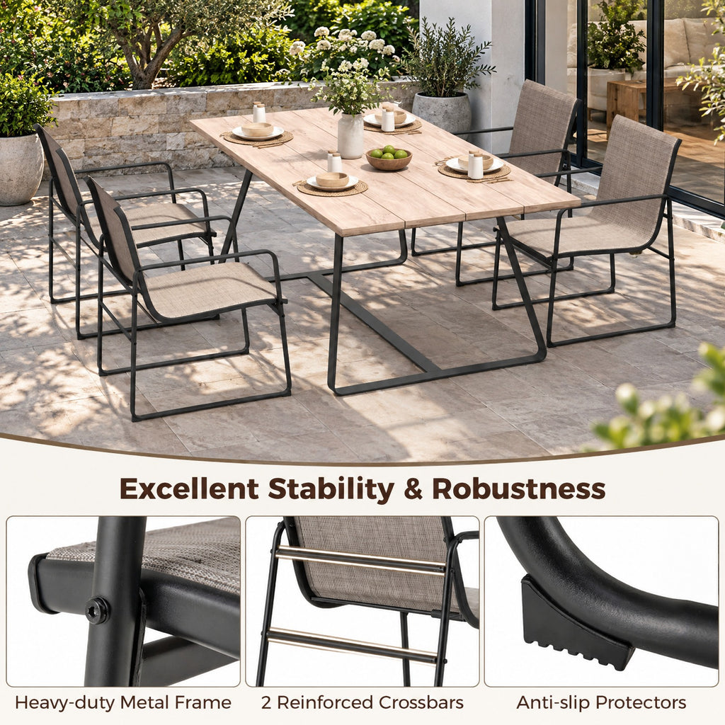 Airfind Outdoor Dining Chairs Set of 4 Patio Furniture Chair with Breathable Seat and Backrest, 25.5 x 21 x 33Seat Height 17Seat Footprint