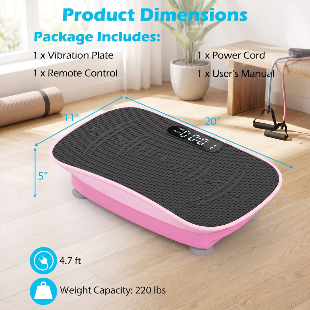 Airfind Vibration Plate Exercise Machine with 10 Speed Levels and Remote for Whole Body Workout Lymphatic Drainage, Pink