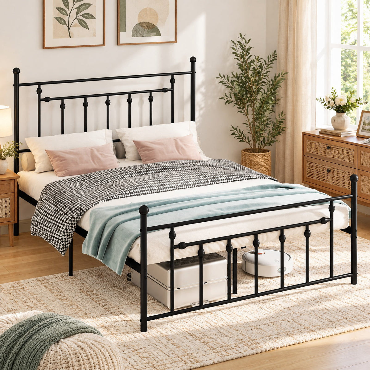 Airfind Full/Queen/Twin Size Heavy-duty Metal Bed Frame with Headboard, 660 lbs Capacity, Metal Frame, 78 x 40 x 50 Footprint, Black