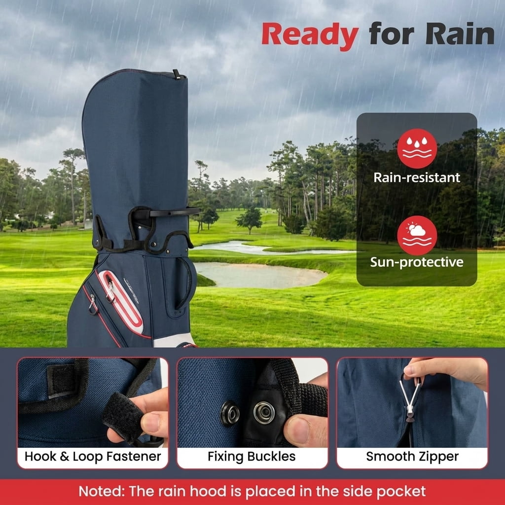 Airfind Soft-Sided Golf Travel Bag with Wheels and Thick Sponge Padding featuring a 600D Oxford cover with a lockable zipper and 3 carry handles for flight and road trips, Navy