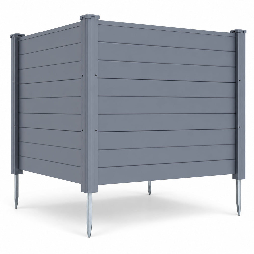 Airfind 48 x 38 Inch Air Conditioner Fence 2 Panels with Metal Ground Stakes, PVC Frame, 48 x 48 x 55 Footprint, Gray