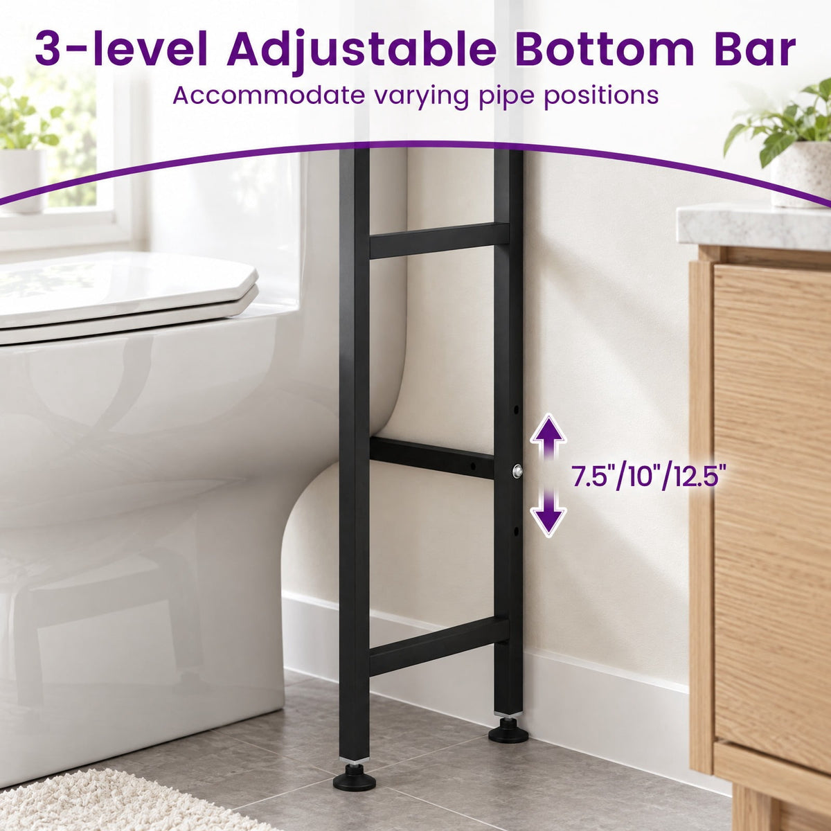 Airfind Over-the-toilet Cabinet Bathroom Organizer with 2 Flip-up Cabinets, 33 Lbs Capacity, Carbon Steel PC Plastic, Black