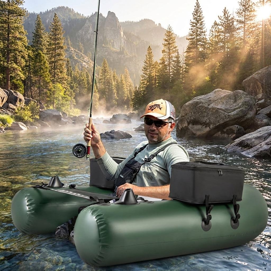 Airfind Inflatable Float Tube for Fly Fishing with Storage Pockets, Camouflage
