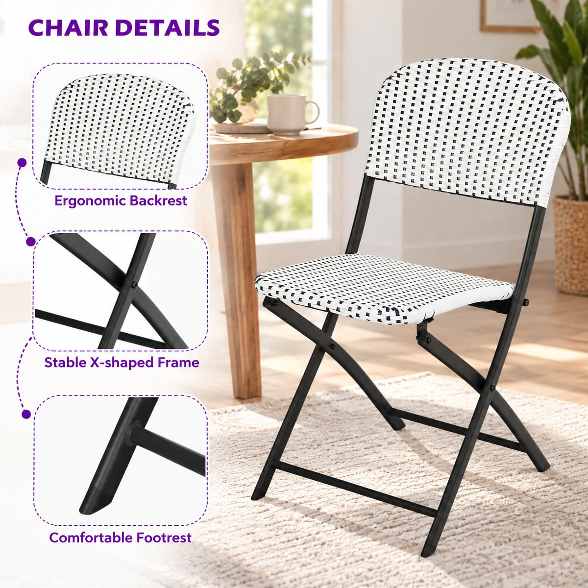 Airfind 3 Pieces Patio Rattan Bistro Set with Round Dining Table and 2 Chairs, 110lbs Weight capacity of each chair: 330lbs Capacity