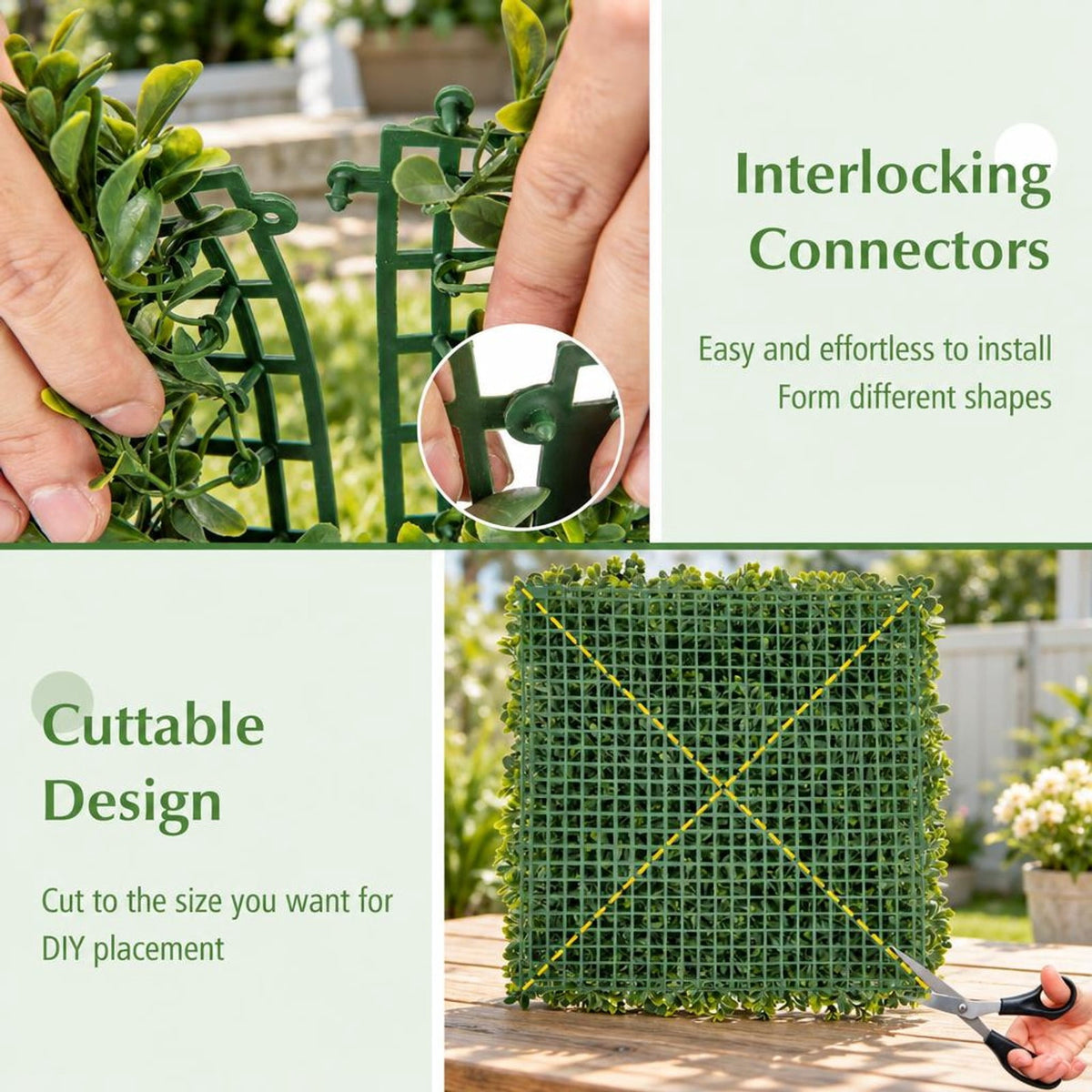 Airfind 12-Pieces 20 Inch x 20 Inch Artificial Hedge Boxwood Panels, PE Each Frame, Green, Panel Size 20 x 20