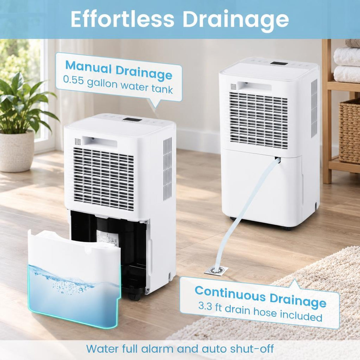 Airfind 32 Pints 2000 Sq.ft Portable Dehumidifier for Home and Basement, Copper ABS Frame, 10 x 8.5 x 18 Footprint, White