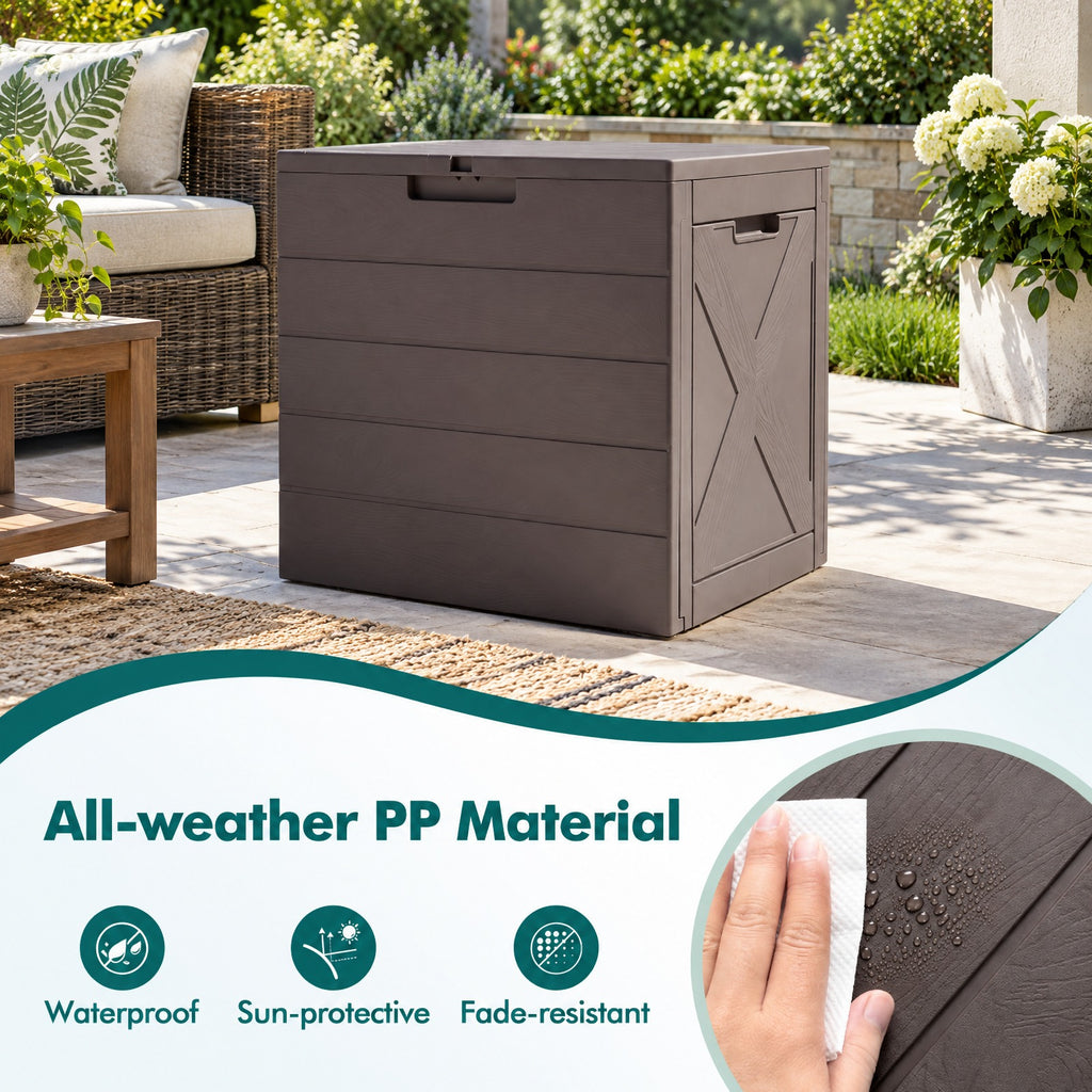 Airfind 25 Gallon Storage Bin with Lid Carry Handles and Lock Hole for Patio Furniture Accessories, 110 lbs Capacity, PP Frame, Brown