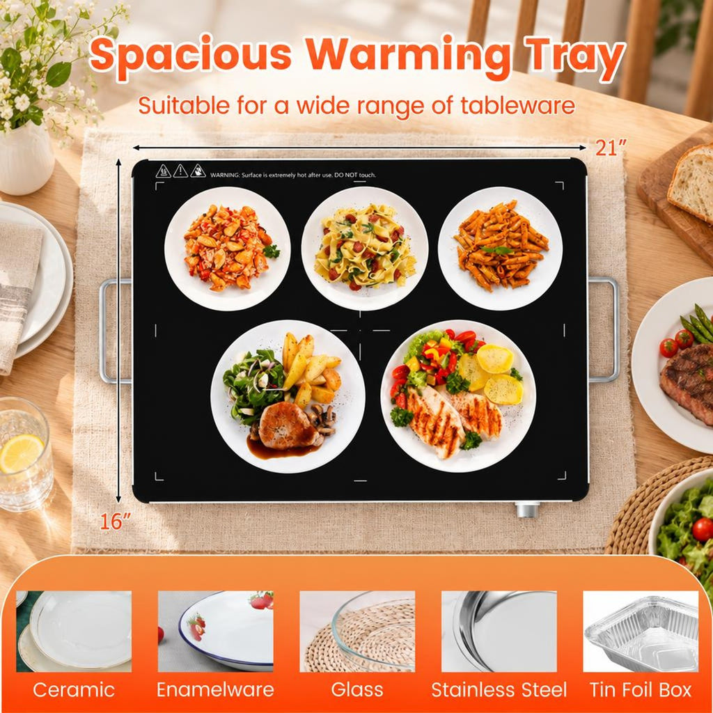 Airfind Electric Warming Food Warmer with Adjustable Temperature Control and Overheat Protection, 24 x 16.5 x 1.5Length of Footprint