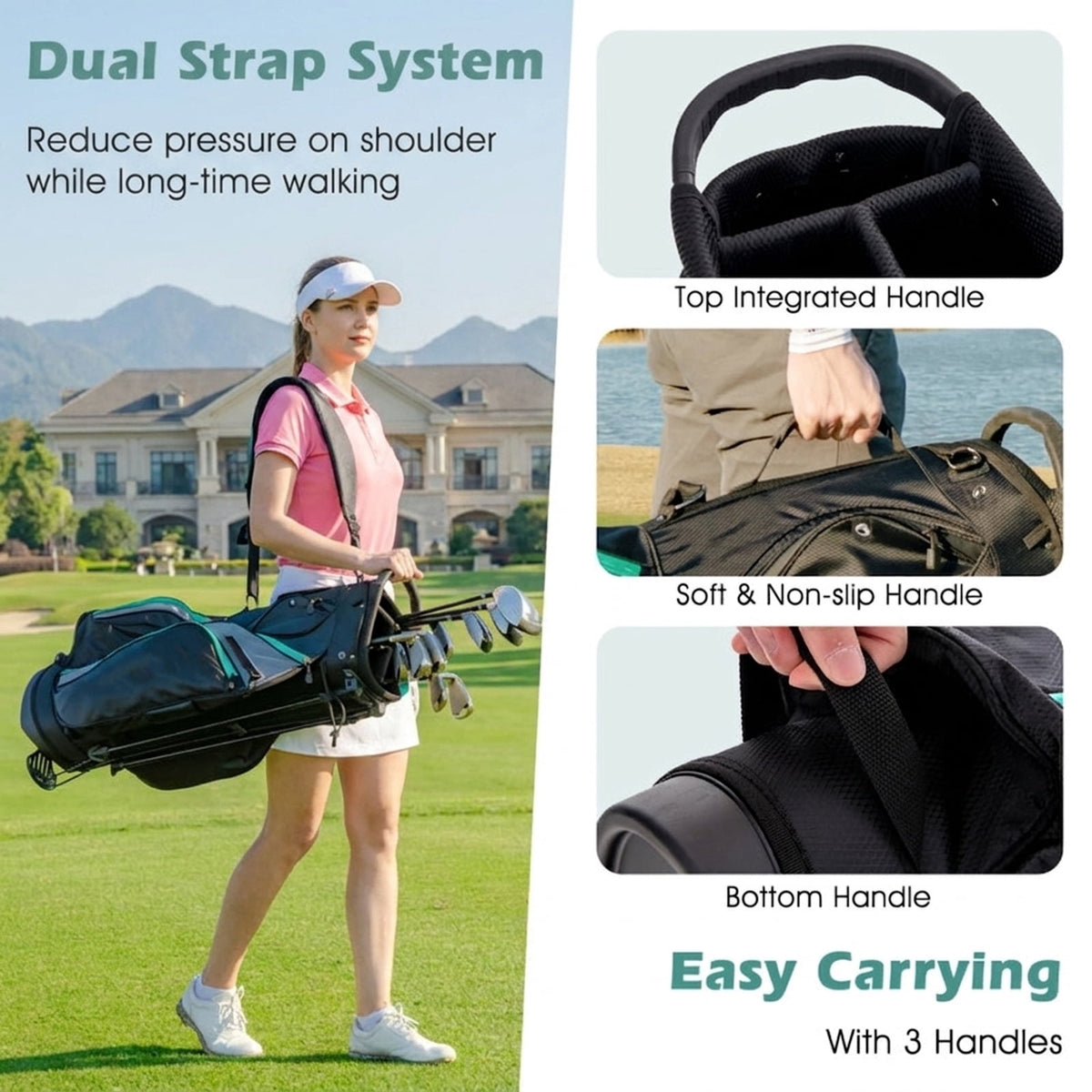 Airfind Junior Complete Golf Club Set for Ages 11-13 with 5 Pieces Including a 460cc Fairway Wood and Irons Plus Putter and Stand Bag as a Full Golf Club Set, Green
