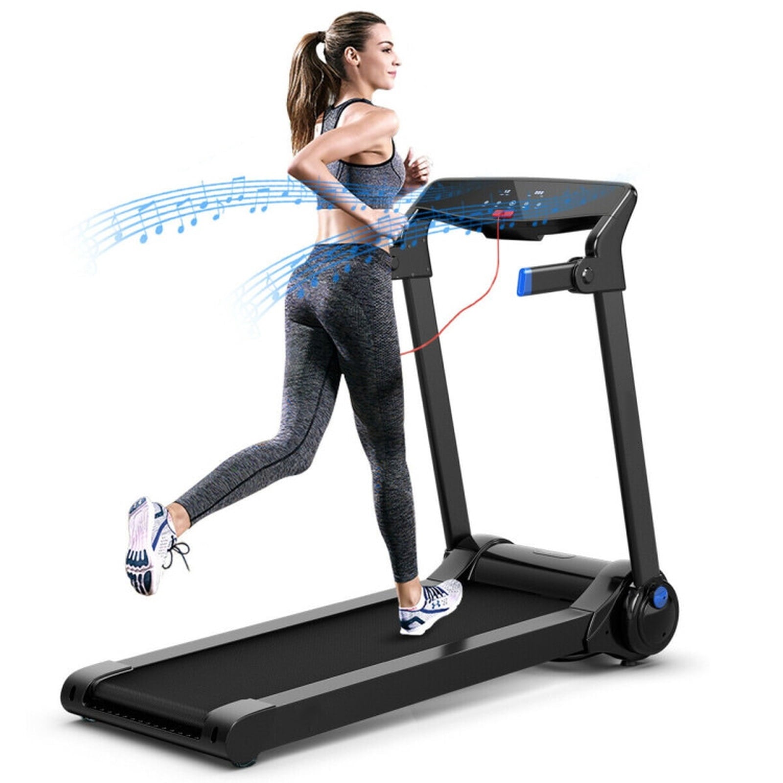 Airfind 3HP Folding Cardio Treadmill with Audio Console, Blue