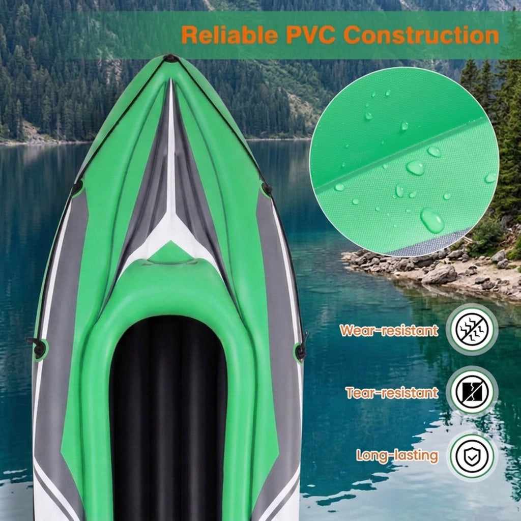 Airfind 11.5 Foot Inflatable Kayak 2 Person Tandem Boat with Aluminum Paddles for Adults Fishing Drifting and Touring on Calm Water, Green