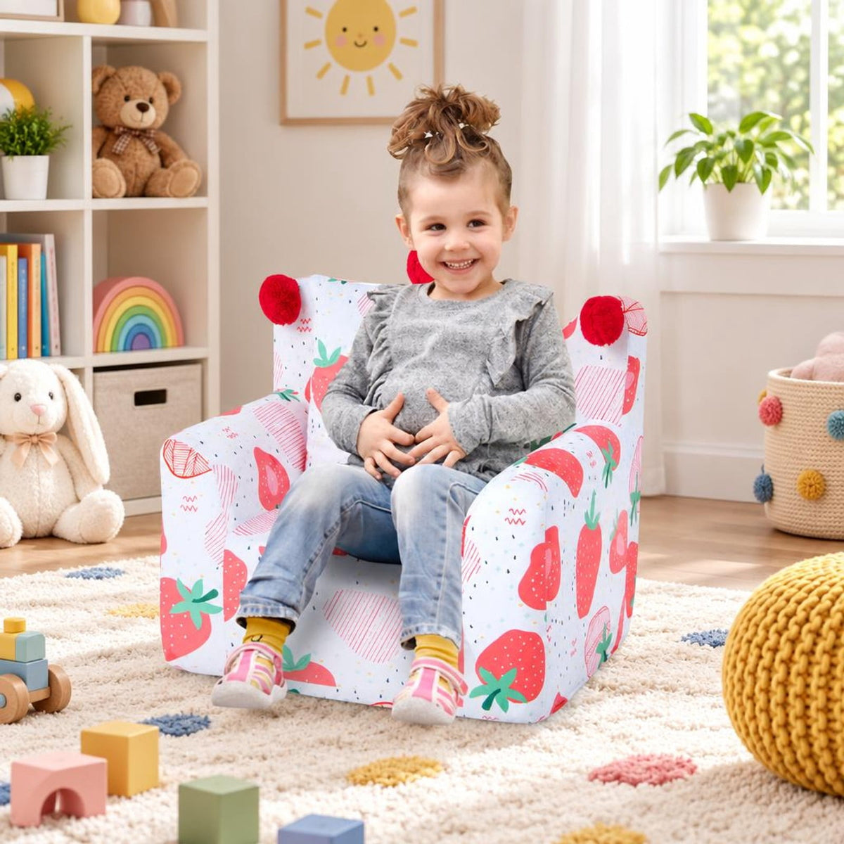 Airfind High-density Padding Kids Sofa with Armrest and Extra Pilow, 110 lbs Capacity, Ultra-Soft Velvet Sponge Frame, 23 x 18 x 22 Footprint