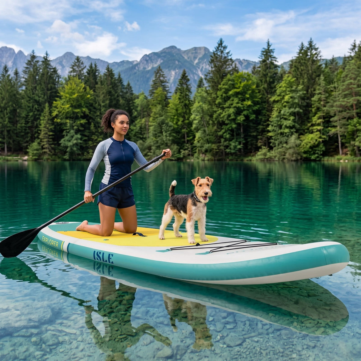 Airfind 11 Foot Inflatable Stand Up Paddle Board with Retractable Paddle Backpack and Ankle Leash for Adults, White and Yellow