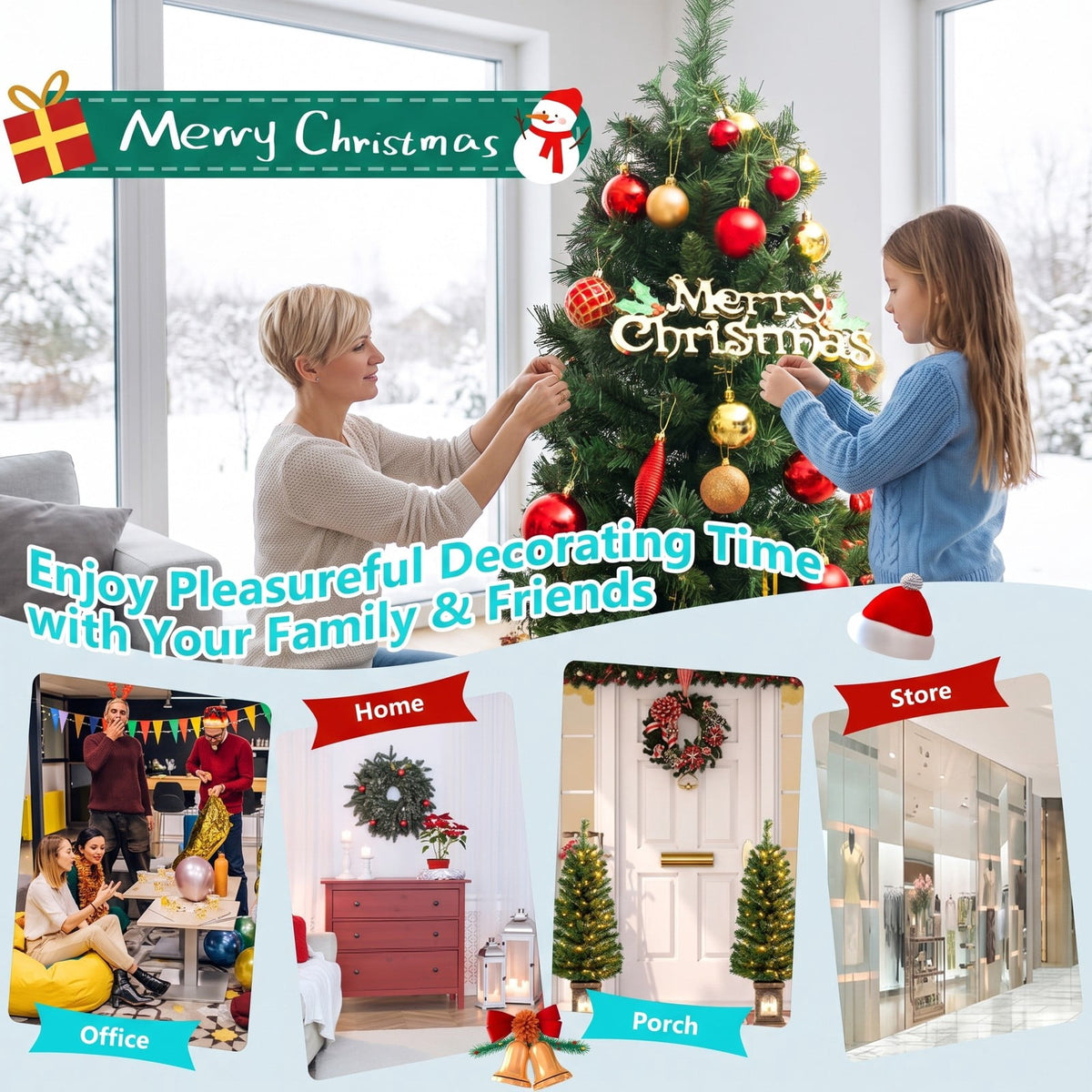 Airfind 4 Feet Pre, PVC Cement Tree Height: 4 ft Tree Width: 1.7 ft Frame, Green+ Gold, Size of the Base 7.5in x 7.5in x 10.5in (L