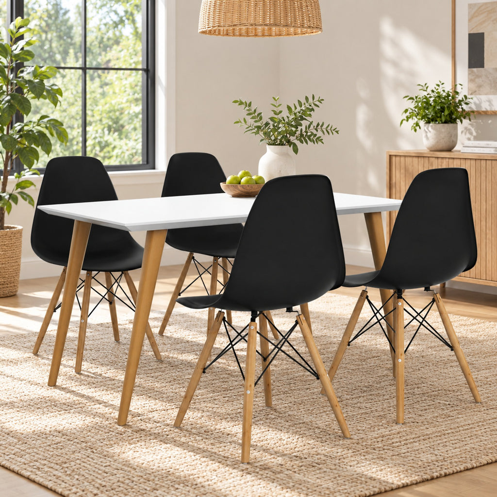 Airfind Set of 2 Mid-Century Modern DSW Dining Side Chair, PP seat Beech Wood legs Weight limit : 300 pounds Frame, 22in x 18.5in x 32in Footprint