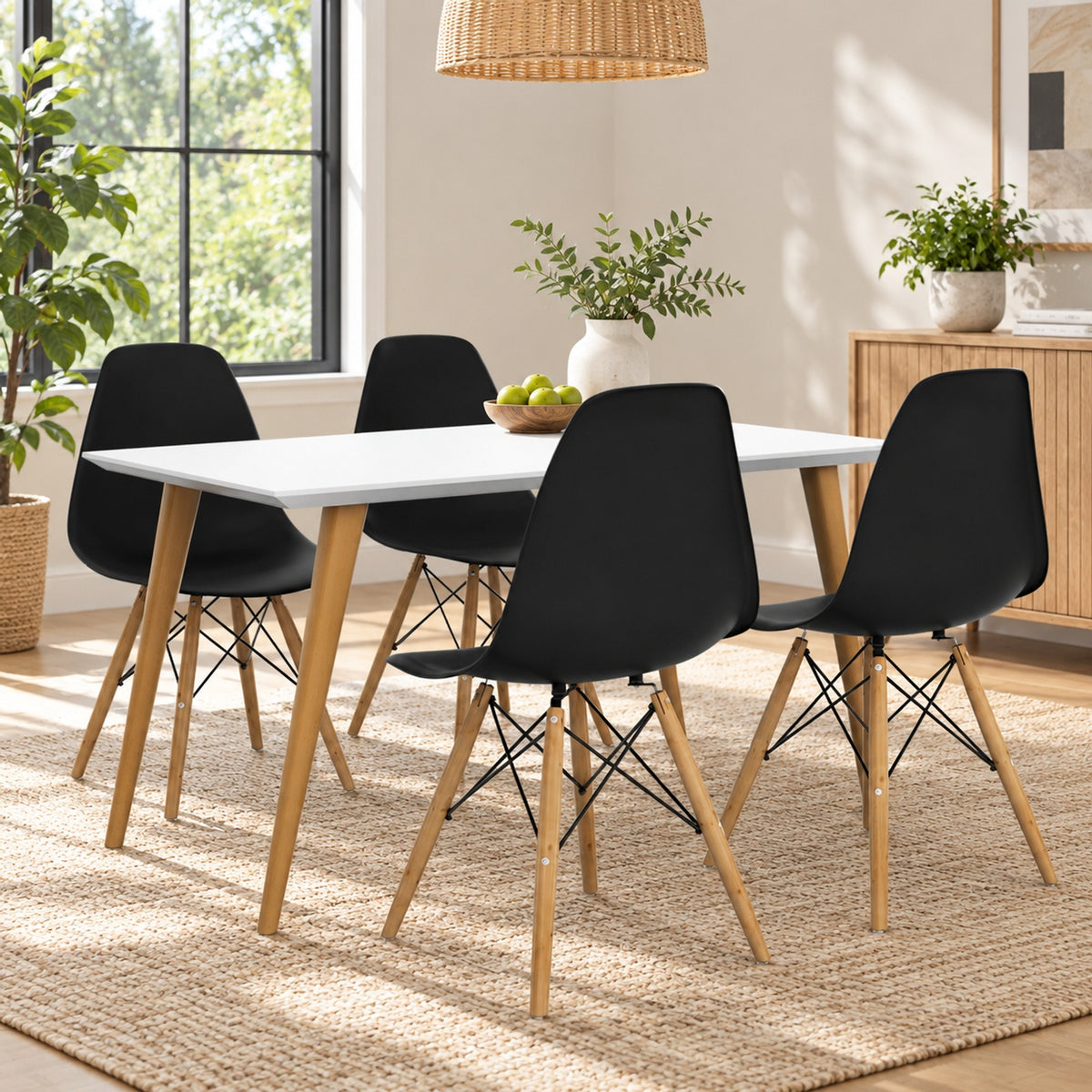 Airfind Set of 2 Mid-Century Modern DSW Dining Side Chair, PP seat Beech Wood legs Weight limit : 300 pounds Frame, 22in x 18.5in x 32in Footprint