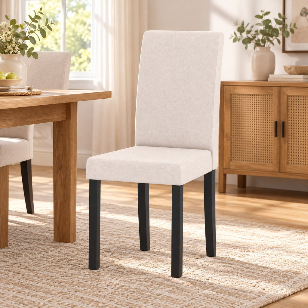Airfind Set of 2 Dining Chair Mid-Century Modern Fabric Upholstered Parson Chairs, Chair 330 lbs Capacity, 17in x 22in x 35.5in Footprint, Beige