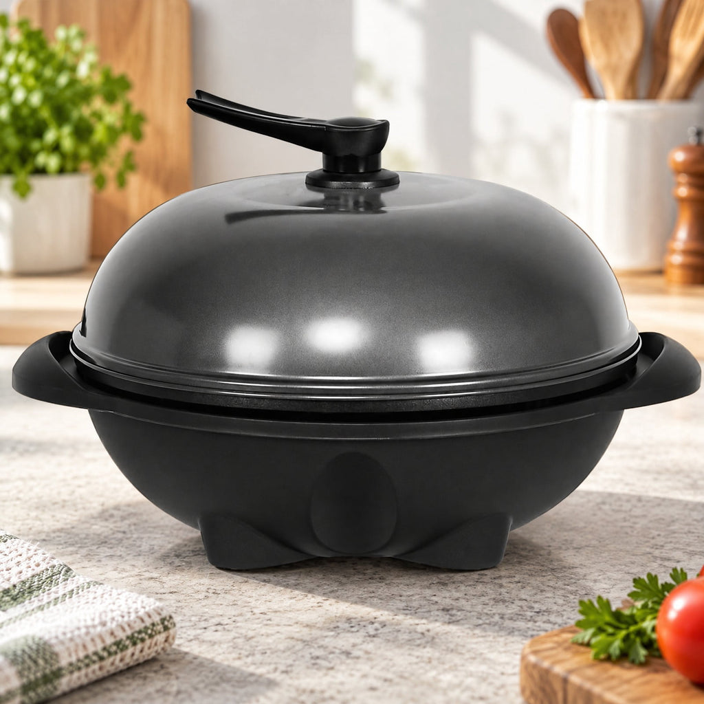 Airfind 1350 W Outdoor Electric BBQ Grill with Removable Stand Easy to Install, Aluminum Plate / ABS for Convenient Everyday Use, Black