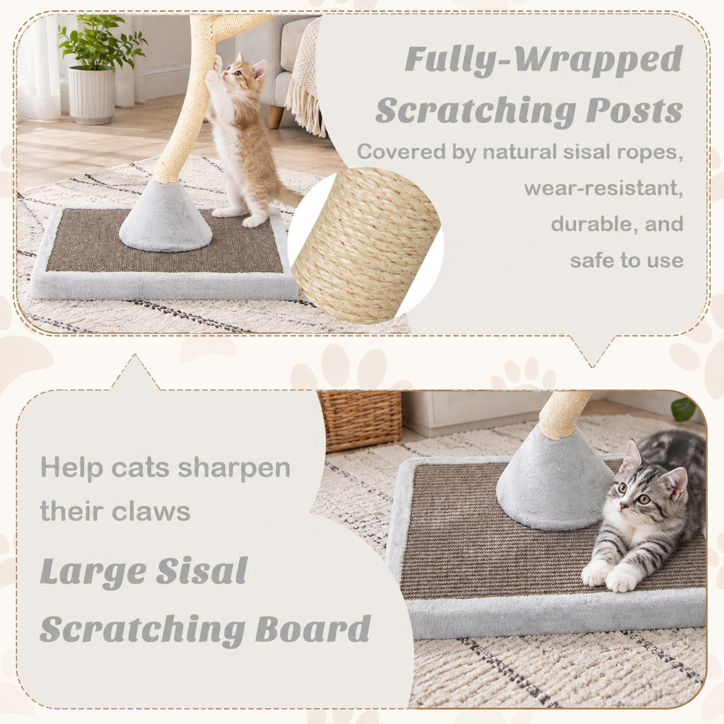 Airfind 70 Inch Tall Cat Tree 4-Layer Cat Tower with 3 Perches and Dangling Balls, 22 lbs Capacity, Engineering Board Metal Plush Sisal Rope Frame