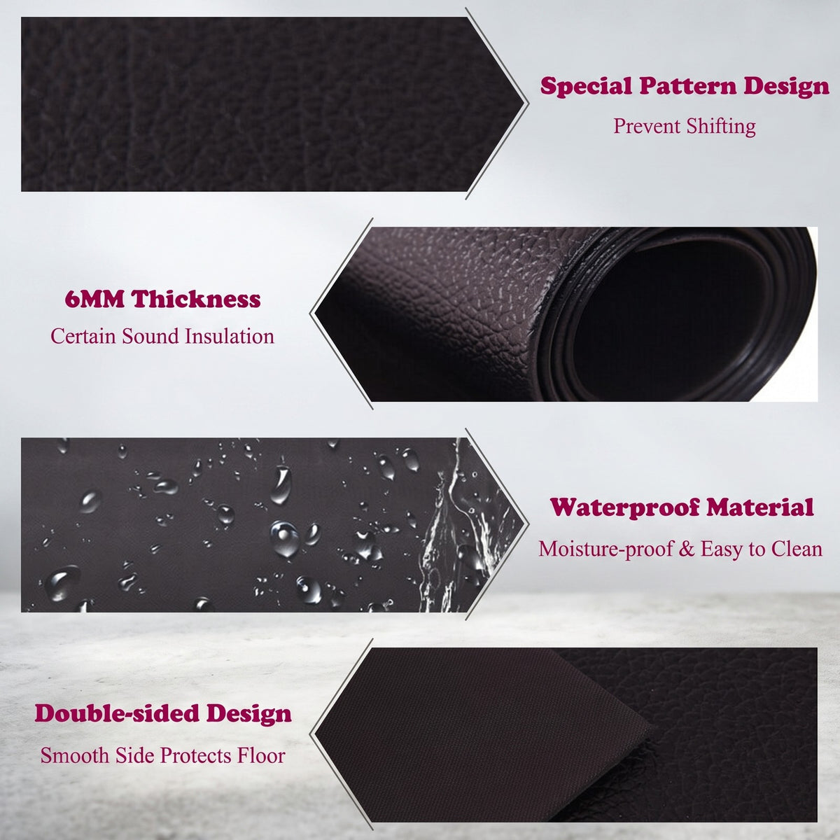 Airfind 78 Inch Long Thicken PVC Equipment Mat for Treadmill and Exercise Bike to Protect Home and Gym Wood Floors, Black