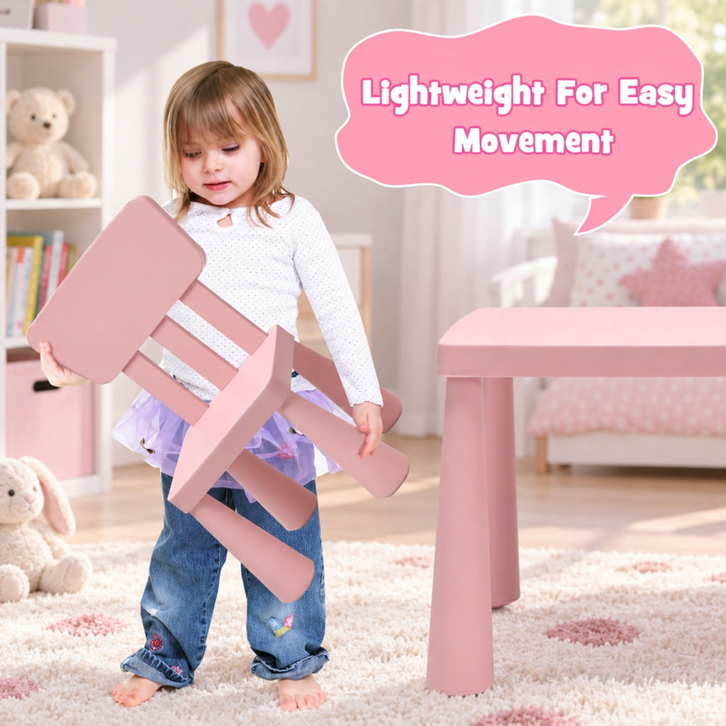 Airfind 3 Pieces Toddler Multi Activity Play Dining Study Kids Table and Chair Set, 110 lbs Capacity, PP Frame, 30 Inch x 21 Inch x 19 Inch Footprint, Pink