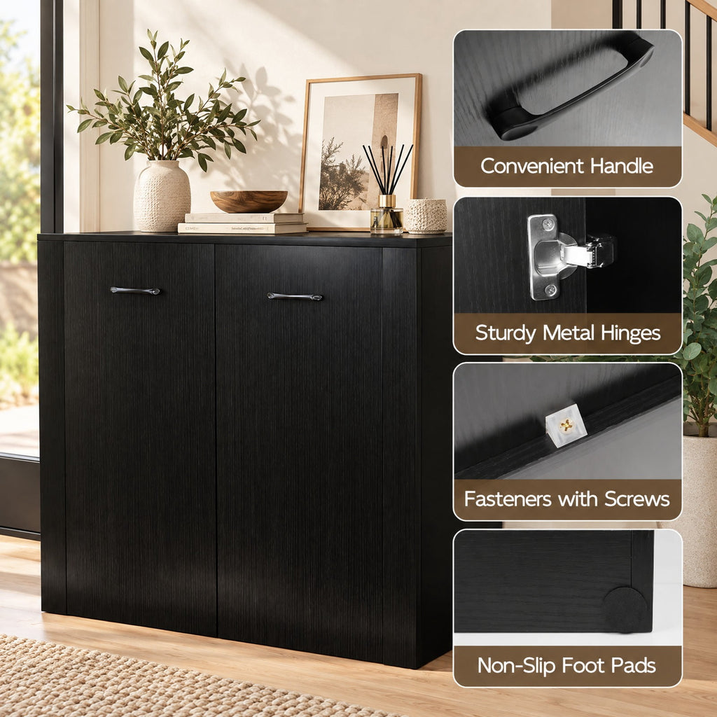 Airfind 38 Inch Buffet Modern Sideboard Cabinet with Storage, 88 lbs Capacity, Engineered Wood Frame, 38 Inch x 15.5 Inch x 32.5 Inch Footprint, Black