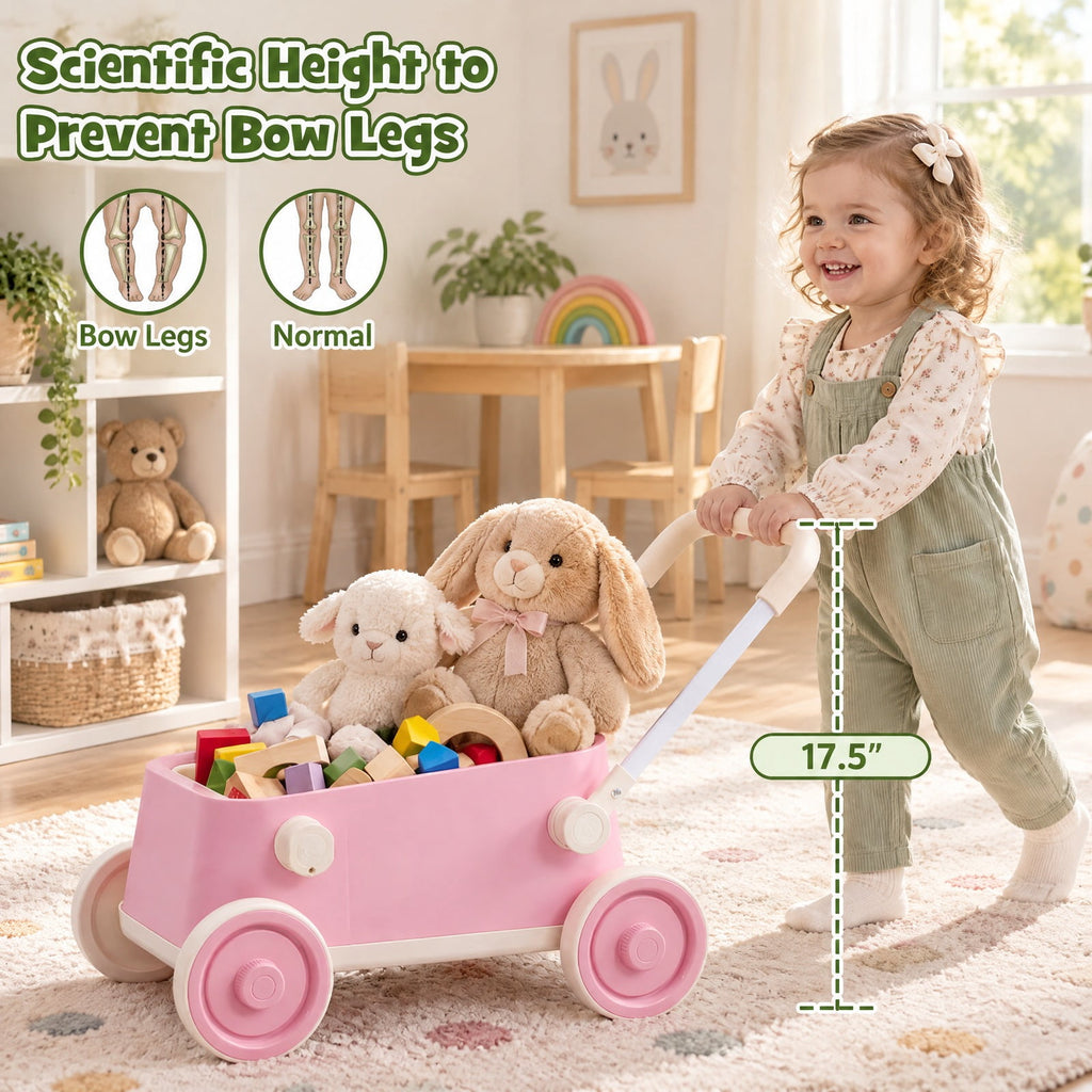 Airfind Child Push Walker with Wheels and Foldable Handlebar and Storage Basket, Pp, Model TQ10527PI with PP Metal Construction, Unspecified