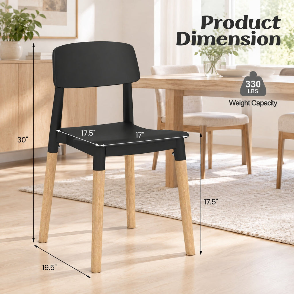 Airfind Modern Dining Side Chairs Set of 4 with Ergonomic Backrest for Dining Room, 330 lbs Capacity, PP Beech Frame, 19.5 x 17 x 30 Footprint