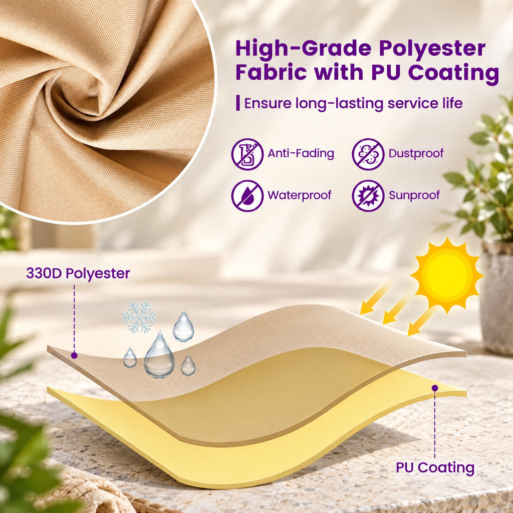 Airfind Patio Furniture Cover with Padded Handle and Click-Close Straps-90 x 50 x 32 inches, Polyester PU Frame, Beige Blue
