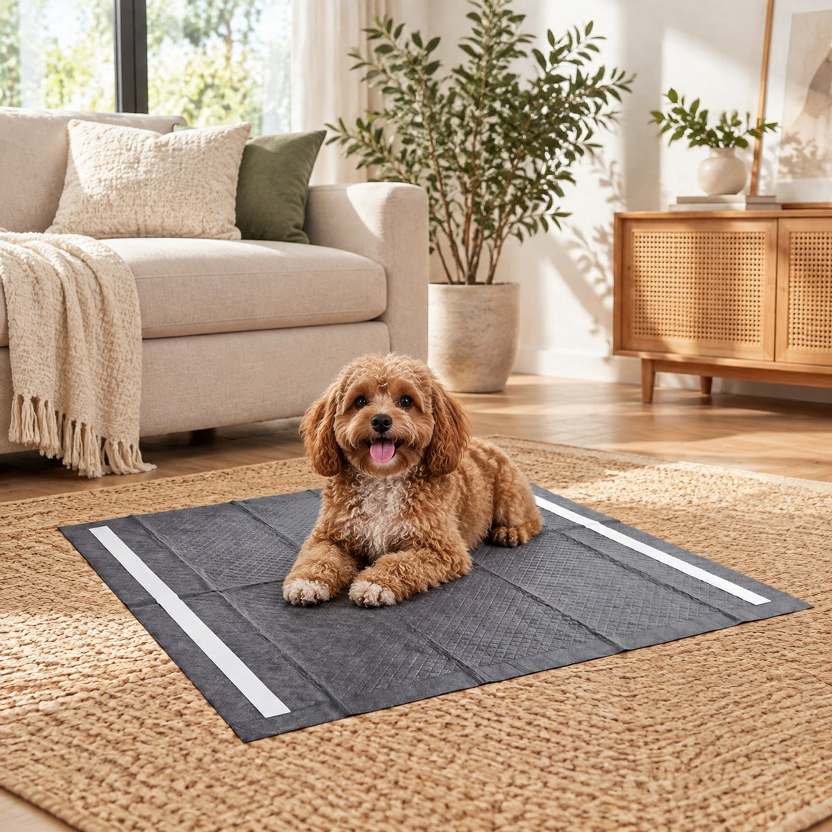 Airfind 24 Inch x 24 Inch Charcoal Dog Pee Pads 6-Layer for Dogs, Non-woven Fabric Fluffy Pulp PE Film Absorbent Tissue Pee Frame, Black