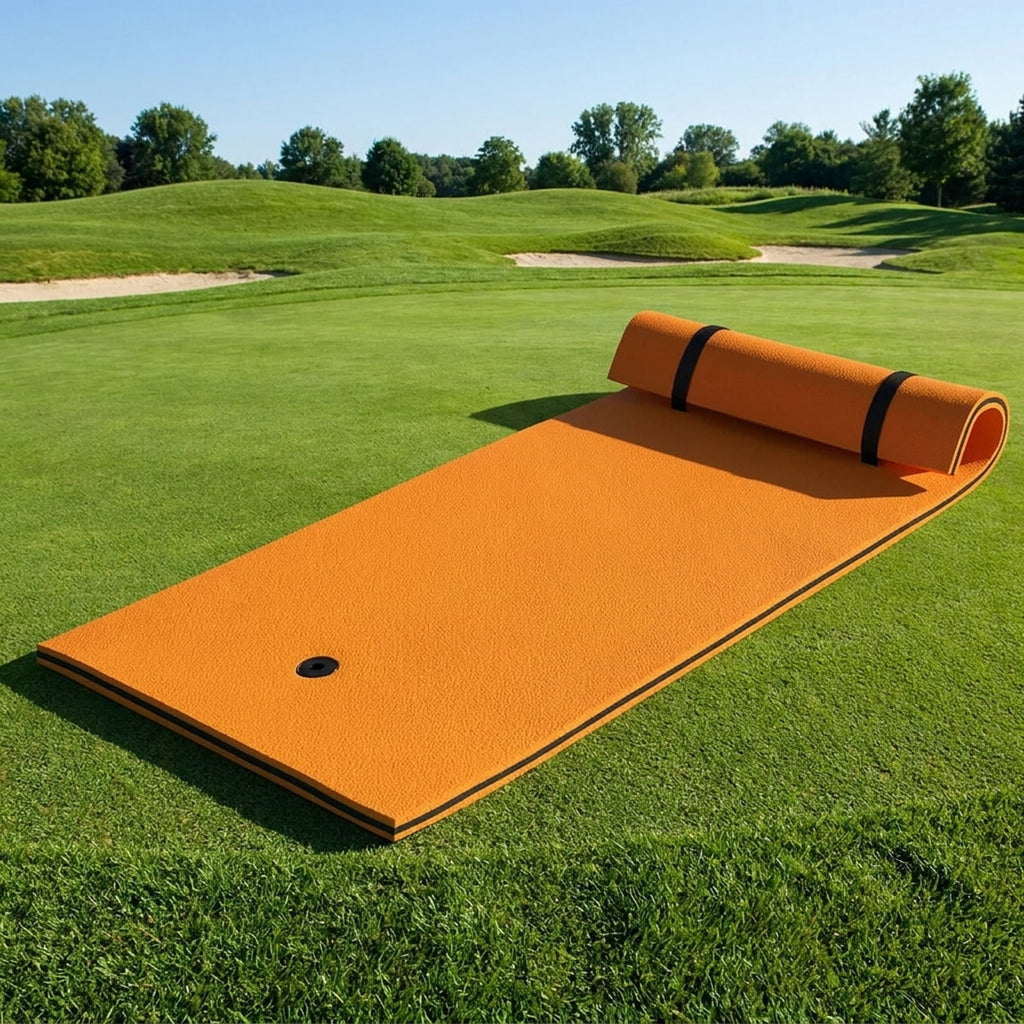 Airfind Triple-Layer Lake Float Pad with Roll-Up Storage, Orange