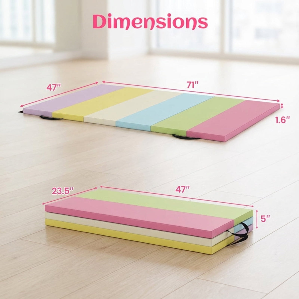 Airfind Gymnastics Practice Set with Tri-Fold PU Mat and 9 ft Folding Balance Beam, Multi-Color