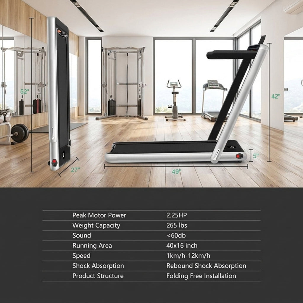 Airfind 2-in-1 Walk-to-Run Folding Treadmill, Silver