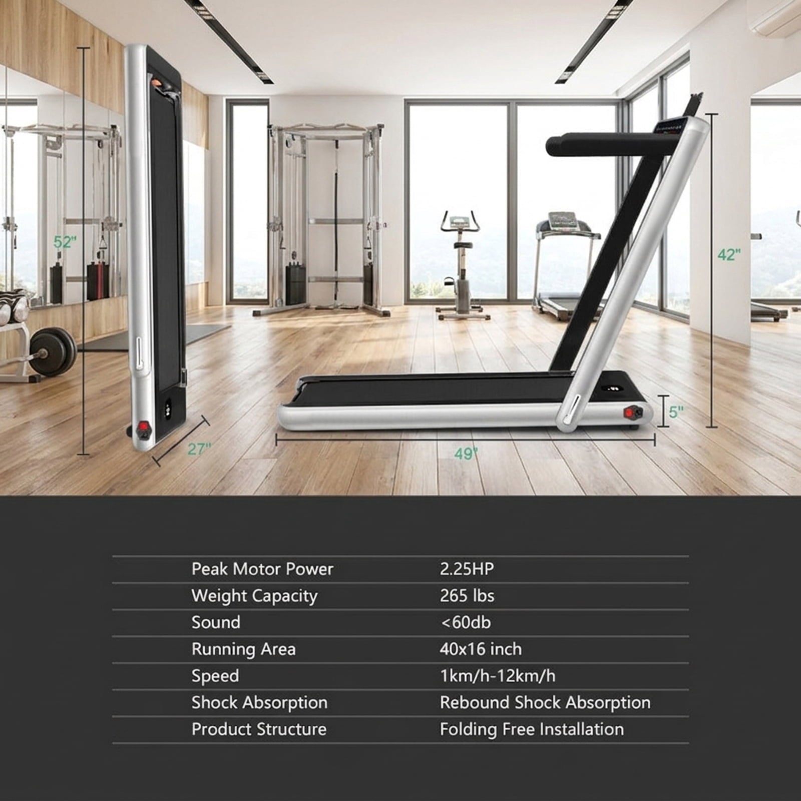 Airfind 2-in-1 Walk-to-Run Folding Treadmill, Silver