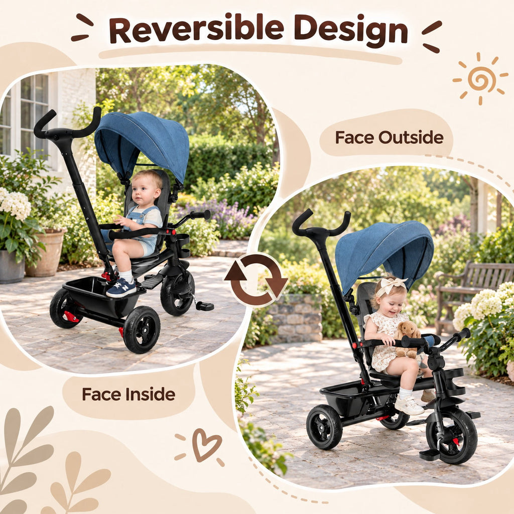 Airfind 4-in-1 Youth Tricycle Youth Trike featuring Convertible Seat, 55 lbs Capacity, Steel Polyester Fabric PP EVA Frame, Blue