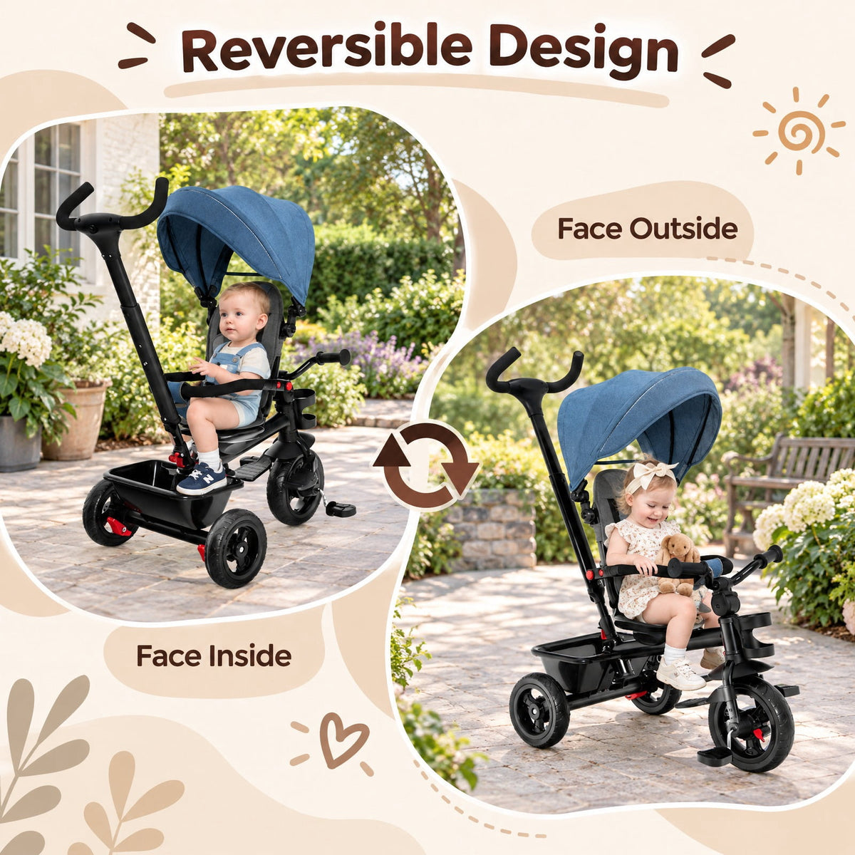 Airfind 4-in-1 Youth Tricycle Youth Trike featuring Convertible Seat, 55 lbs Capacity, Steel Polyester Fabric PP EVA Frame, Blue