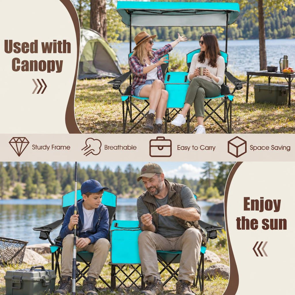 Airfind Patented Portable Folding Camping Canopy Chairs with Cup Holder, Steel oxford fabric Frame, 55.5 x 28.5 x 59.5 (L x W x H) The Footprint