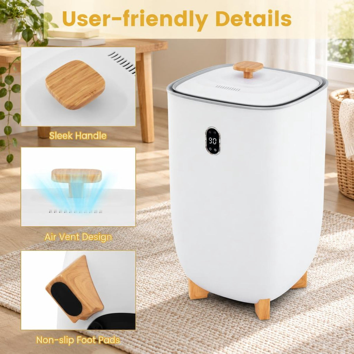 Airfind 40L Towel Warmer Luxury Hot Towel Bucket featuring 2 Heating Temperatures, PP PC Stainless Steel Frame, 14.5 Inch x 14.5 Inch x 26 Inch Footprint, White