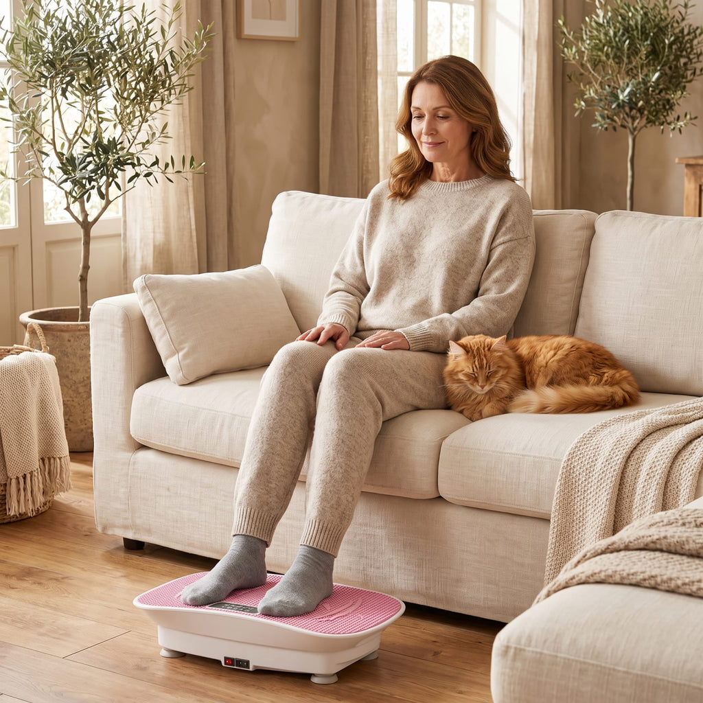 Airfind Vibration Plate Exercise Machine with 10 Speed Levels and Remote for Whole Body Workout Lymphatic Drainage, White