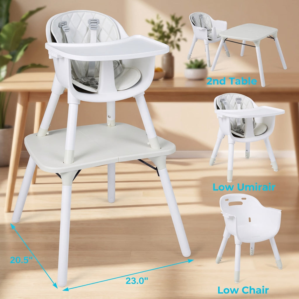 Airfind 4-in-1 Baby Convertible Toddler Table Chair Set with PU Cushion, 33 lbs Capacity, PU PP metal Frame, for 6-36 months, Cream