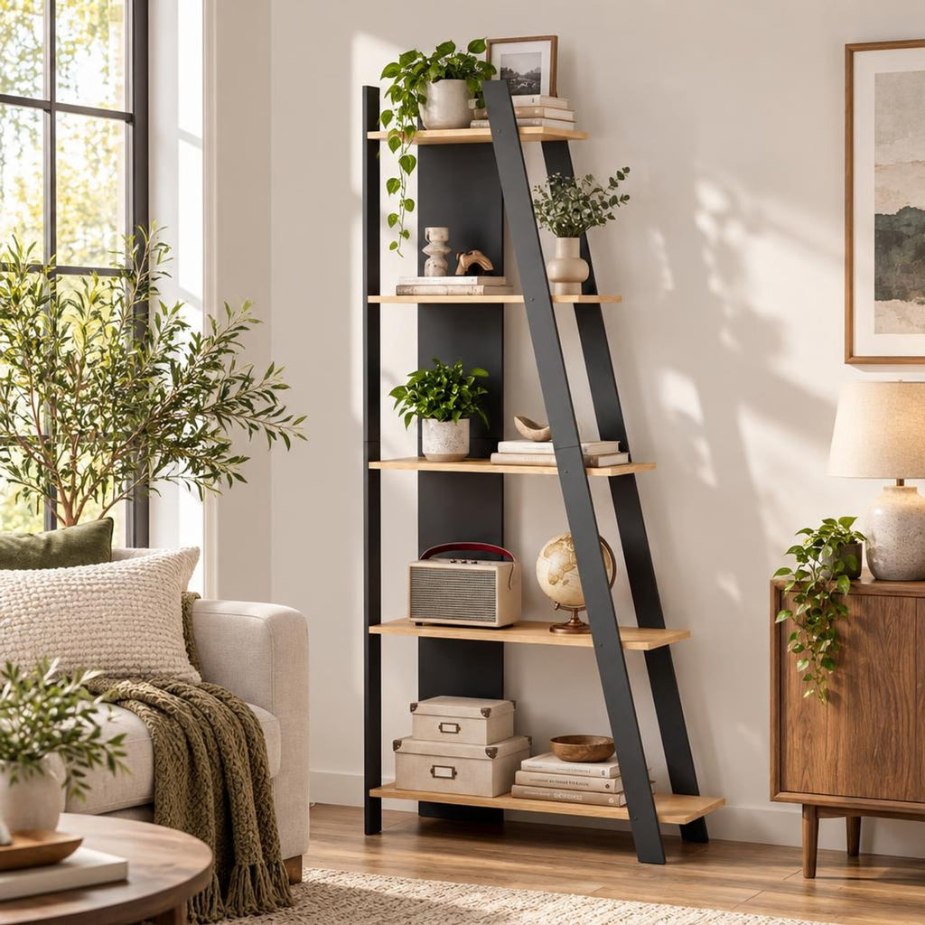 Airfind 5-Tier Modern Bookshelf Narrow Vertical Display Shelf for Small Space, Shelf 51 lbs Total Capacity, Engineered Wood Frame, Gray