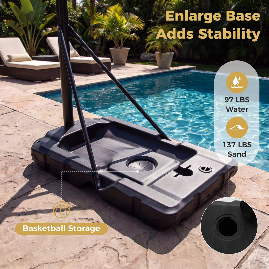 Airfind Portable Basketball Hoop with 4.1 to 10 Foot Adjustable Height Shatterproof PC Backboard and Heavy Duty Fillable Base for Adults, Black