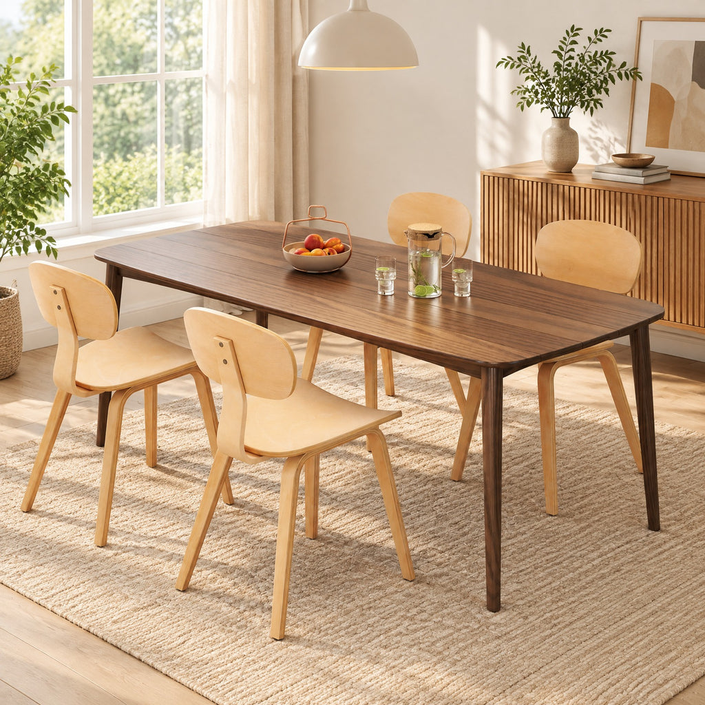 Airfind Modern Dining Chair Set of 2 with Wide Seat, 330 lbs Capacity, Bentwood Rubber Wood Frame, 17in x 20.5in x 31.5in Footprint, Natural
