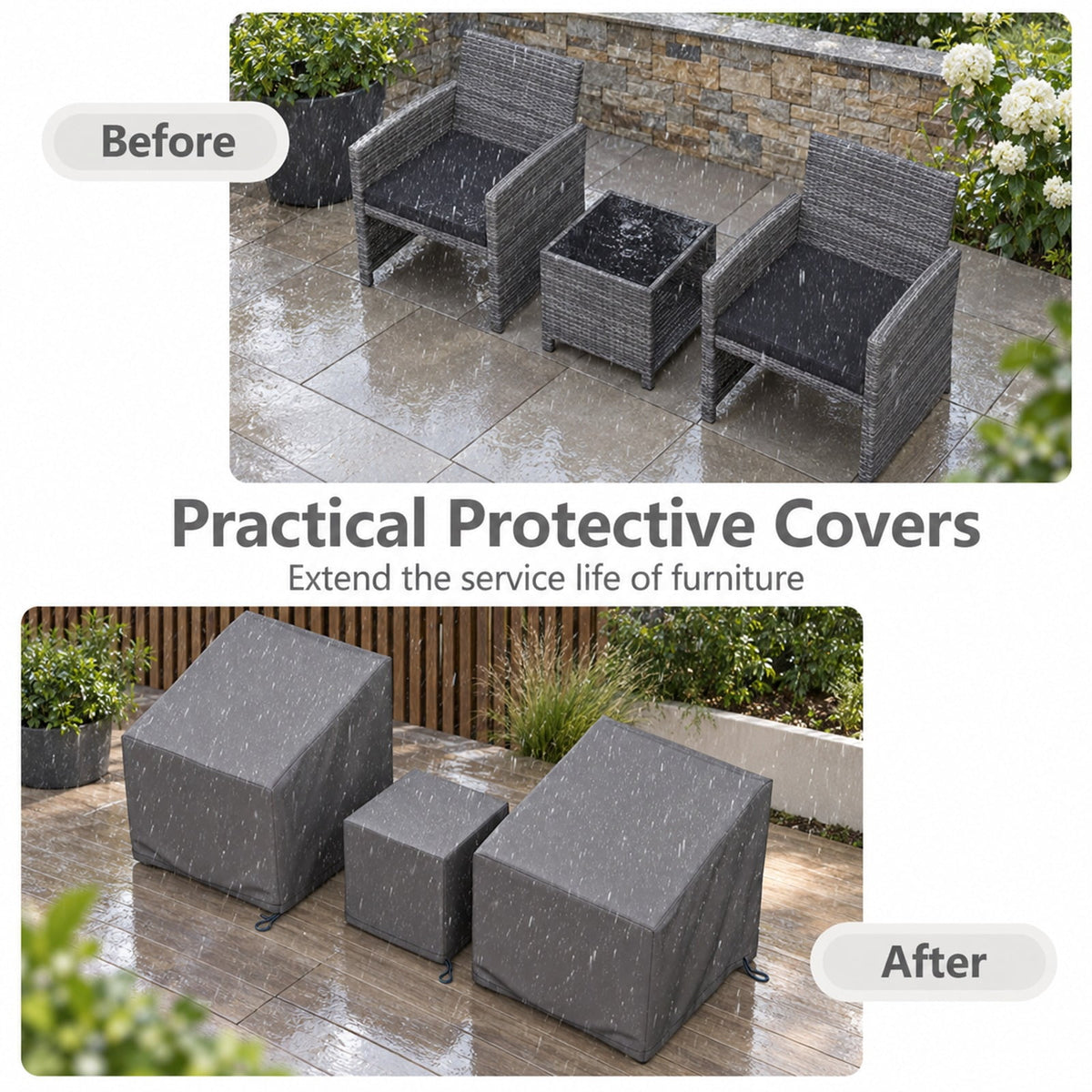 Airfind Patio Furniture Covers Waterproof Outdoor Conversation Covers for 3 Pieces Bistro Set, Polyester PU Frame, 32 x 30 x 24.5 Footprint, Gray