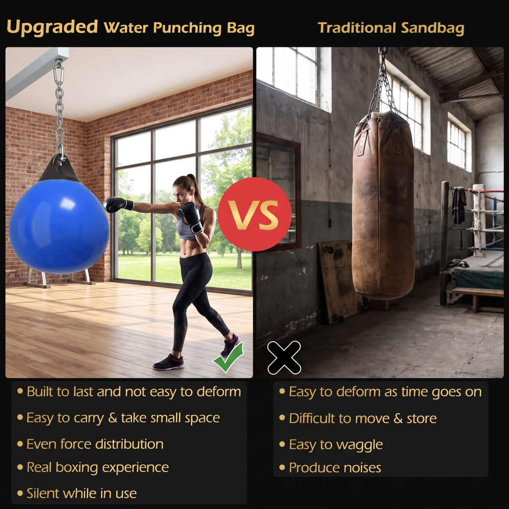 Airfind 21 Inch Water Aqua Punching Bag with Adjustable Metal Chain and Water Hose for Home Gym Boxing and Reaction Training, Blue