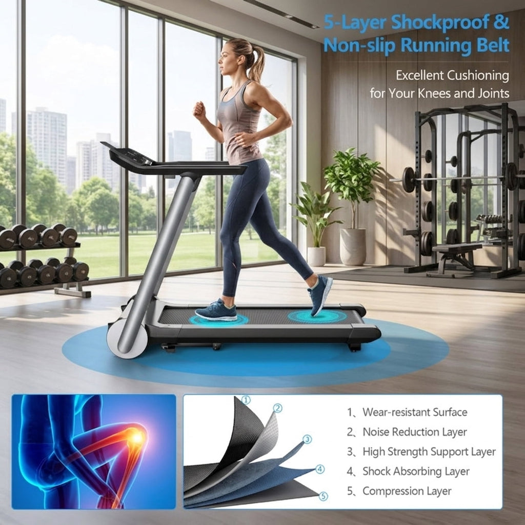 Airfind Walking Treadmill for Home with Adjustable Speed 0.6 to 8 MPH and Shock Absorption Belt and USB Port and Transport Wheels Folding Treadmill, Dark