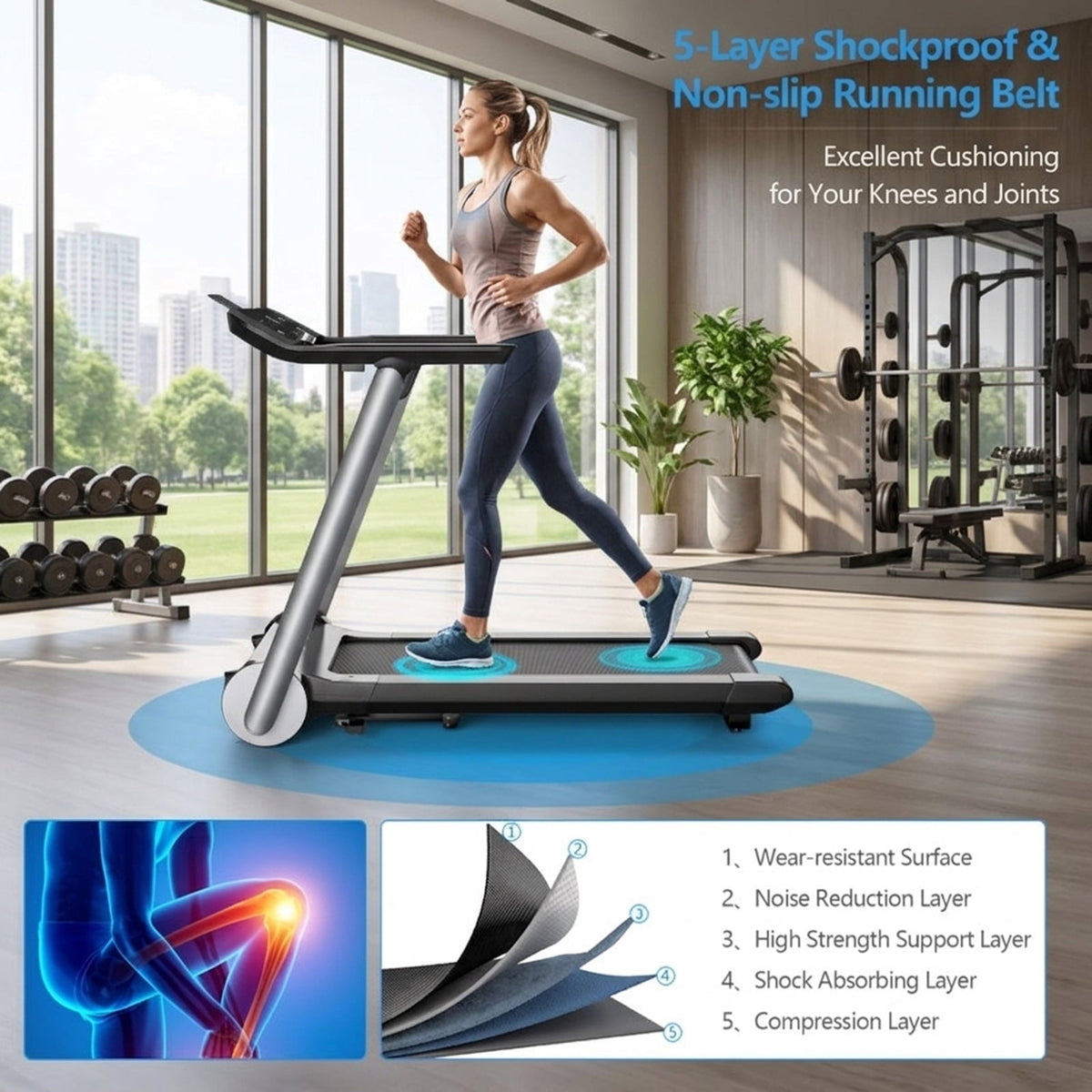 Airfind Walking Treadmill for Home with Adjustable Speed 0.6 to 8 MPH and Shock Absorption Belt and USB Port and Transport Wheels Folding Treadmill, Dark